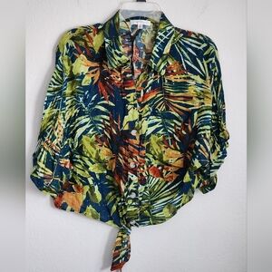 Daily Thread Tropical Multi-color Tie Crop Top Sz L